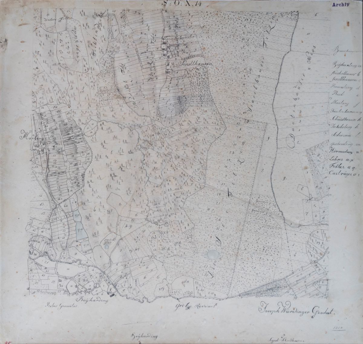 Historische Handkarte von Sindlhausen, 1810