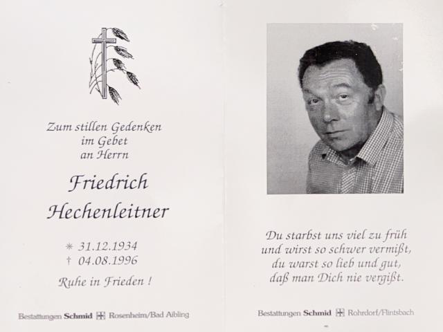 Hechenleitner Friedrich, † 04.08.1996