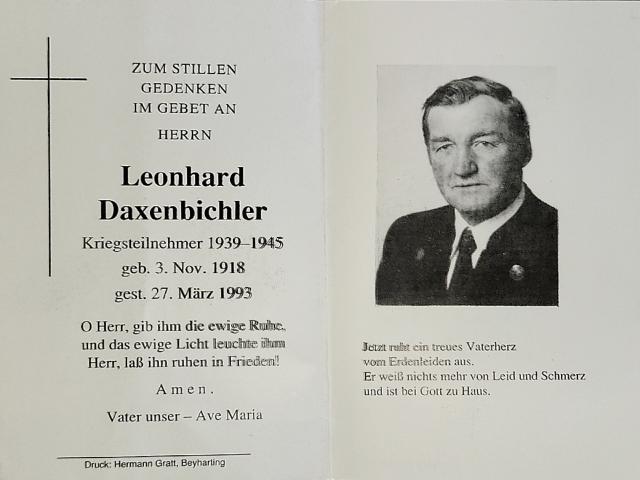 Daxenbichler, † 27.03.1993
