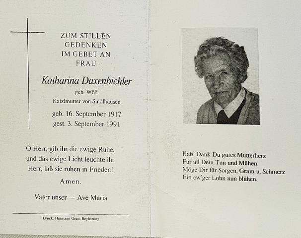 Katzl, † 03.09.1991