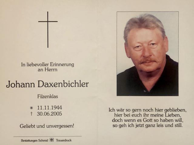 Daxenbichler Johann, † 30.06.2005