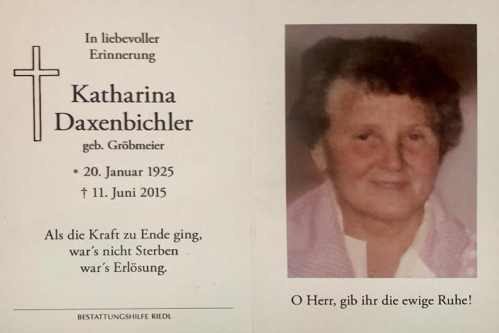 Daxenbichler Katharina, † 11.06.2015