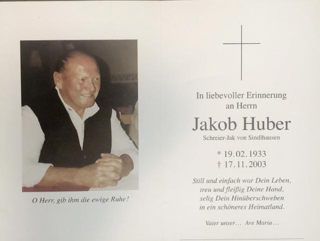 Huber Jakob, † 17.11.2003