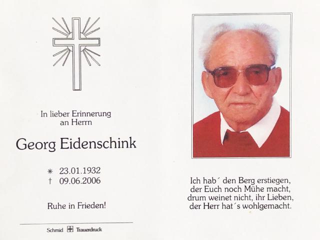 Eidenschink Georg, † 09.06.2006