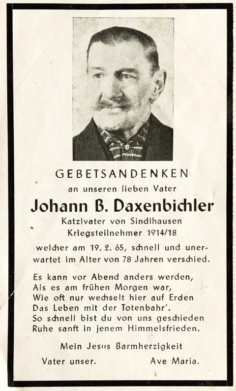 Daxenbichler Johann B, † 19.02.1965