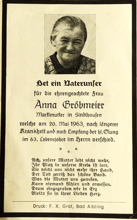 Gröbmeier Anna, † 20.05.1963