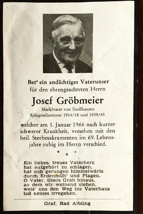 Gröbmeier Josef, † 01.01.1966