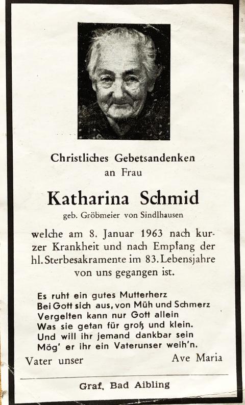 Schmid Katharina, † 08.01.1963