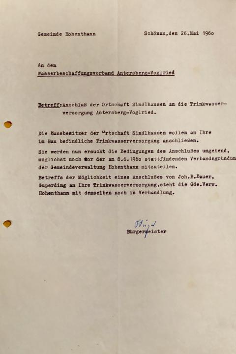 Schriftverkehr: Anschluss-Antrag 1960